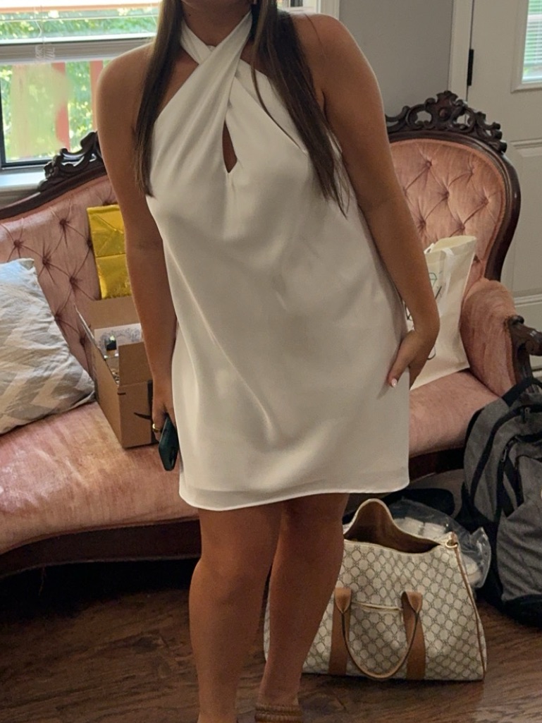 Show Me Your Mumu - Women’s White Halter Shift Dress - Elegant Summer Occasion
